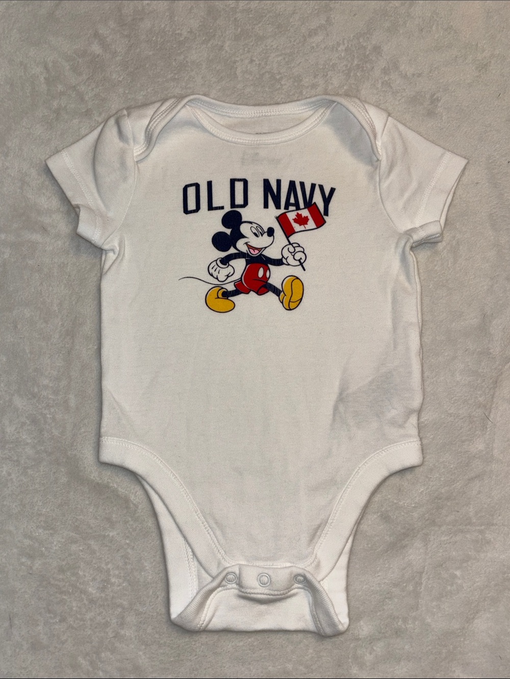 Old Navy x Disney white Mickey Mouse Canada Flag Bodysuit with Red & Yellow